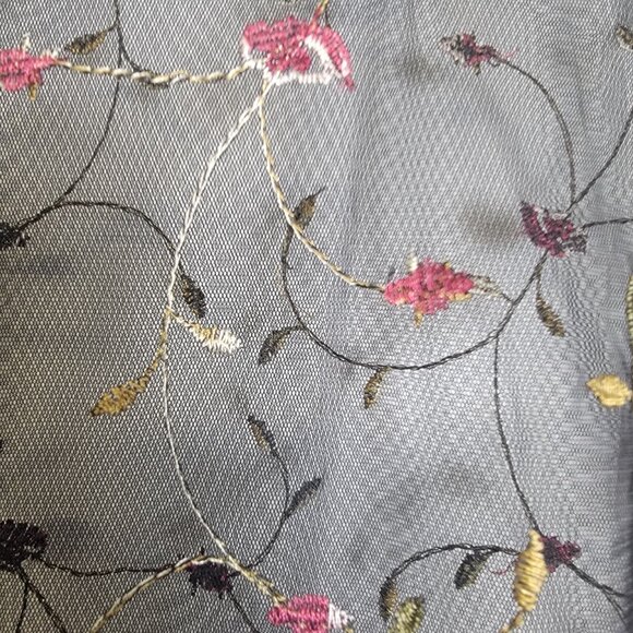 IRIS Embroidered Floral Mesh Top Blouse Women's L Boho Short Sleeve - Picture 2 of 7